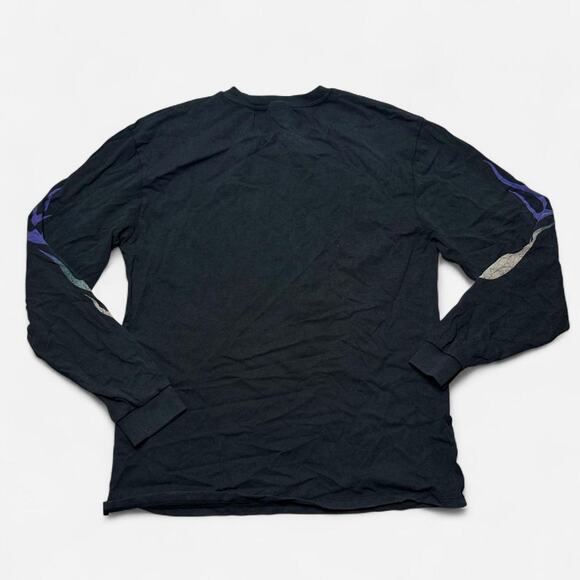 Urban Outfitters Flames Skeleton Motorcycle Graphic Long Sleeve Shirt Size S - Picture 2 of 5